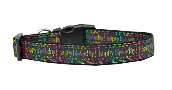 Pet Dog & Cat Nylon Collar or Leash, "Happy Birthday"