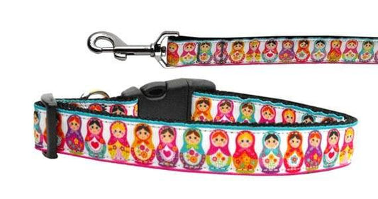 Pet Dog & Cat Nylon Collar or Leash, "Pretty Nesting Dolls"