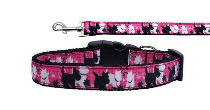 Pet Dog & Cat Nylon Collar or Leash, &quot;Plaid Pups&quot;