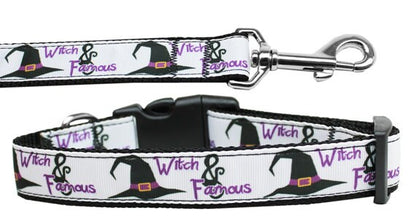 Halloween Pet Dog & Cat Nylon Collar or Leash, &quot;Witch and Famous&quot;