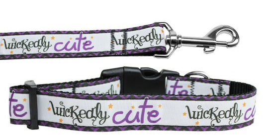 Halloween Pet Dog & Cat Nylon Collar or Leash, &quot;Wickedly Cute&quot;