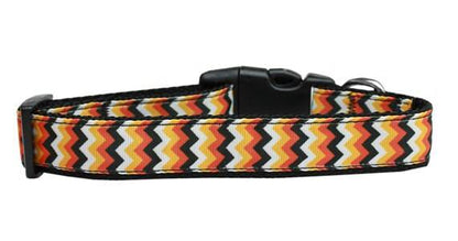 Halloween Pet Dog & Cat Nylon Collar or Leash, "Pumpkin Chevrons"