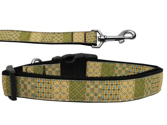 Pet Dog & Cat Nylon Collar or Leash, &quot;Beige Chaos&quot;