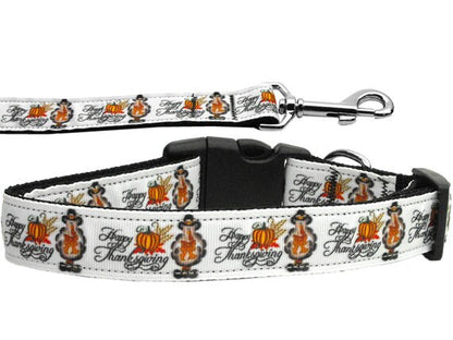 Pet Dog & Cat Nylon Collar or Leash, &quot;Happy Thanksgiving&quot;