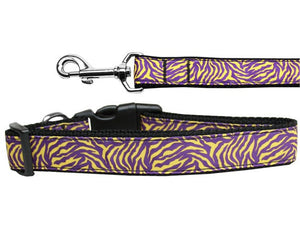 Pet Dog & Cat Nylon Collar or Leash, "Purple and Yellow Tiger Stripes"