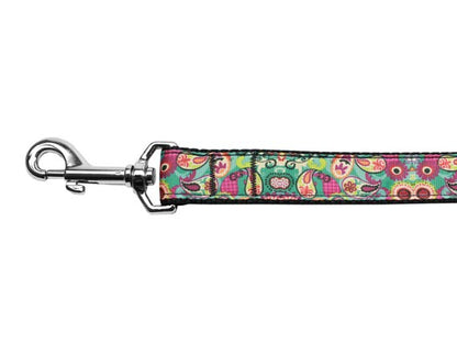 Pet Dog & Cat Nylon Collar or Leash, "Turquoise Paisley"