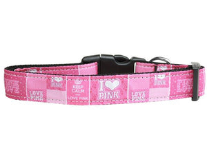 Pet Dog & Cat Nylon Collar or Leash, "I Heart Pink"