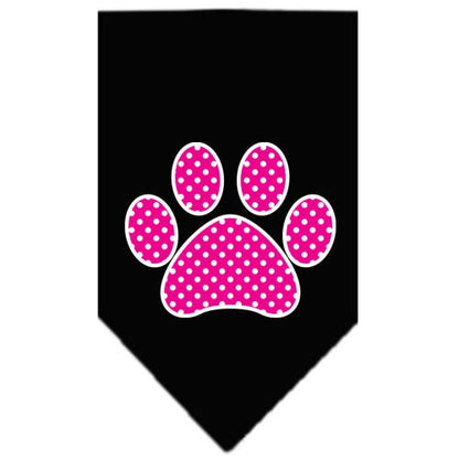 Pet and Dog Bandana Screen Printed, "Pink Swiss Dot Paw"