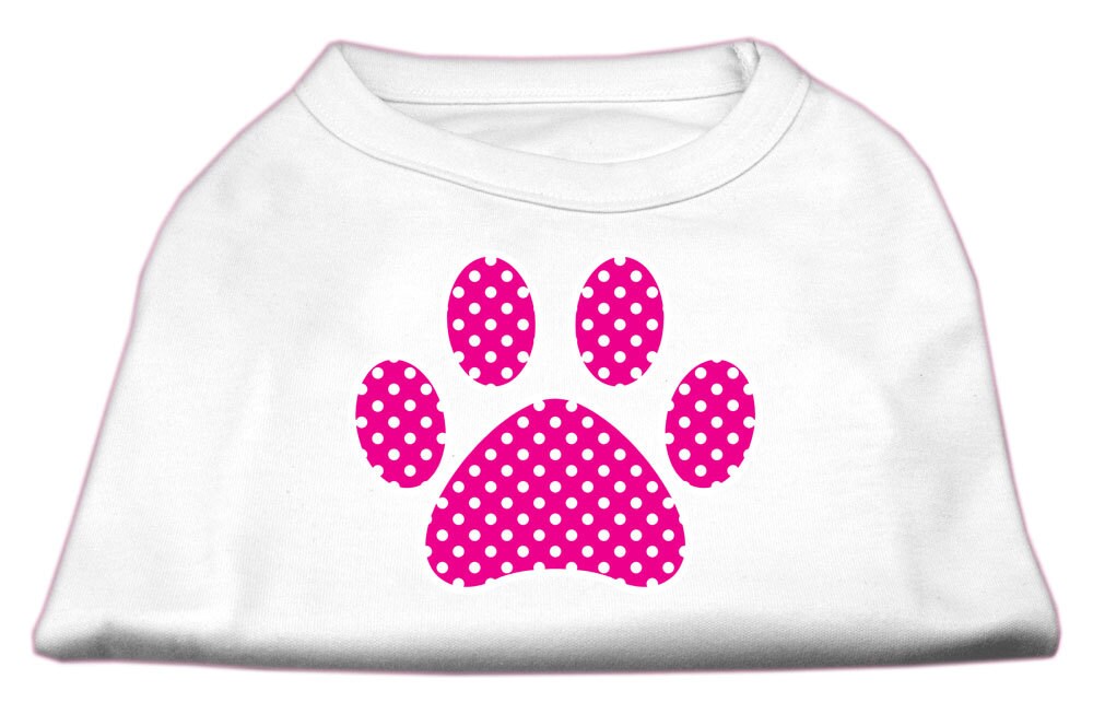 Pet Dog & Cat Shirt Screen Printed, "Pink Swiss Dot Paw"