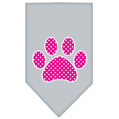 Pet and Dog Bandana Screen Printed, "Pink Swiss Dot Paw"