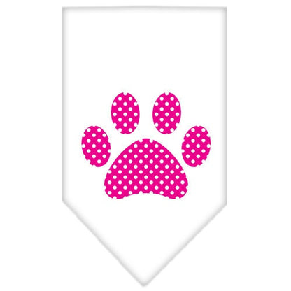 Pet and Dog Bandana Screen Printed, "Pink Swiss Dot Paw"