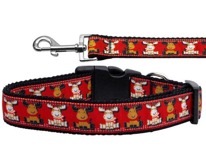 A Christmas Pet Dog & Cat Nylon Collar or Leash, &quot;Reindeer&quot;