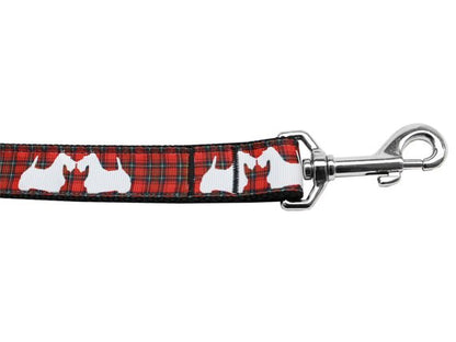 Pet Dog & Cat Nylon Collar or Leash, "Red Plaid Scotty Pups"