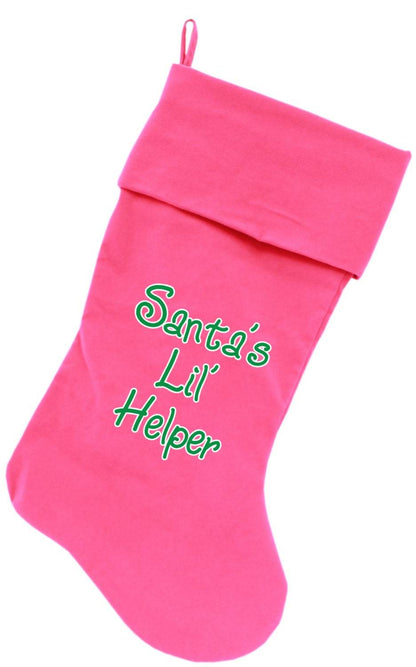 Velvet Christmas Stocking Screen Printed, "Santa's Lil Helper"