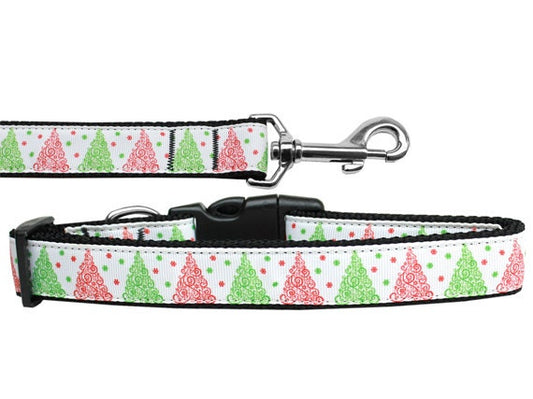 Christmas Pet Dog & Cat Nylon Collar or Leash, "Fancy Schmancy Christmas Trees"