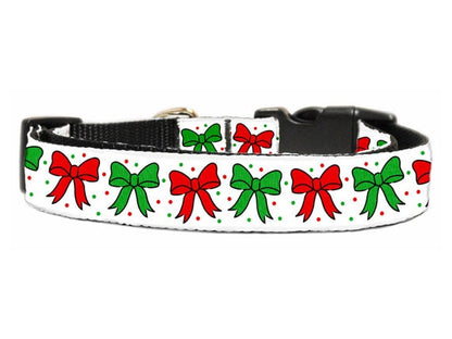 Christmas Nylon Pet Collars and Leashes, "Christmas Bows"