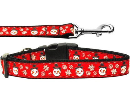 Christmas Pet Dog & Cat Nylon Collar or Leash, &quot;Snowmen&quot;