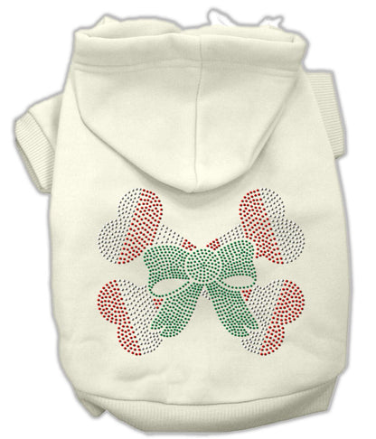 Christmas Pet Dog & Cat Hoodie Rhinestone, "Candy Cane Crossbones"