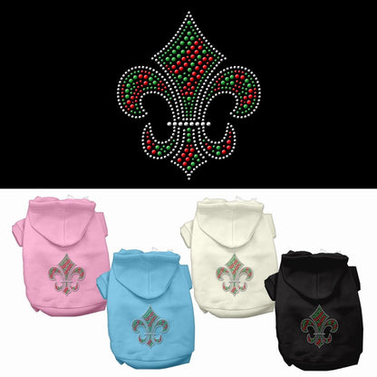 Christmas Pet Dog & Cat Hoodie Rhinestone, &quot;Holiday Fleur De Lis&quot;