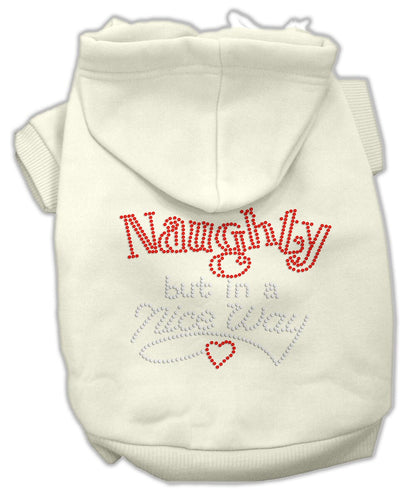 Chritmas Rhinestone Pet, Dog & Cat Hoodie, "Naughty, But In A Nice Way"