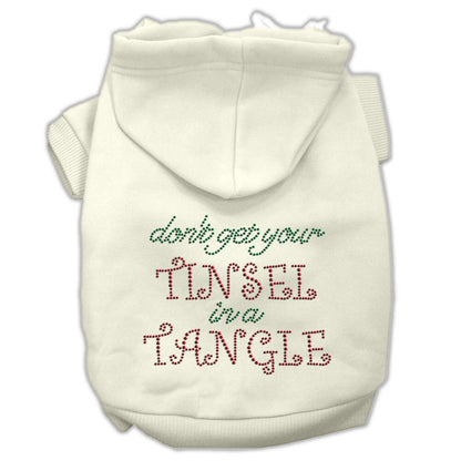 Christmas Pet, Dog & Cat Hoodie Rhinestone, "Don't Get Your Tinsel In A Tangle"