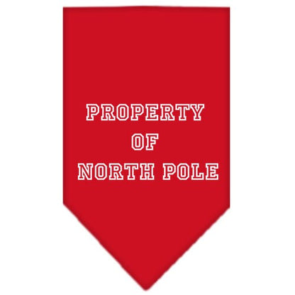 Christmas Pet and Dog Bandana Screen Printed, "Property Of North Pole"