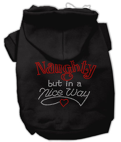 Chritmas Rhinestone Pet, Dog & Cat Hoodie, "Naughty, But In A Nice Way"