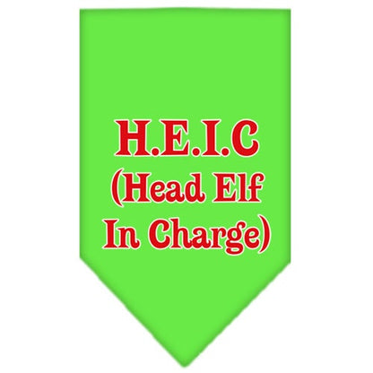 Christmas Pet and Dog Bandana Screen Printed, "Head Elf In Charge"