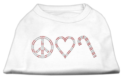 Christmas Rhinestone Studded Dog Shirt, "Peace, Love & Candy Canes"