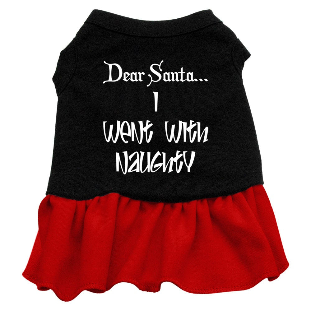 Christmas Pet Dog & Cat Dress Screen Printed, "Dear Santa, I Went With Naughty"
