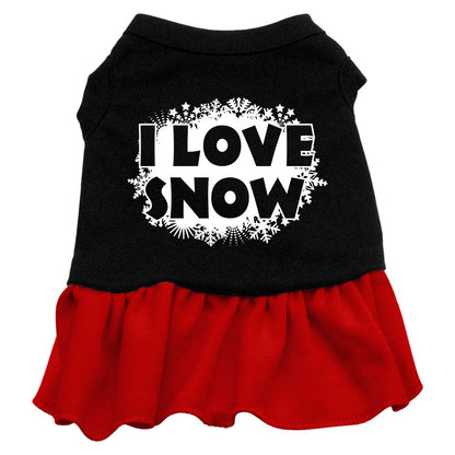 Christmas Pet Dog & Cat Dress Screen Printed, "I Love Snow"