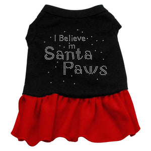 Christmas Pet Dog & Cat Dress Rhinestone, "I Believe In Santa Paws"