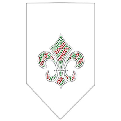 Christmas Pet and Dog Bandana Rhinestone, "Christmas Fleur De Lis"