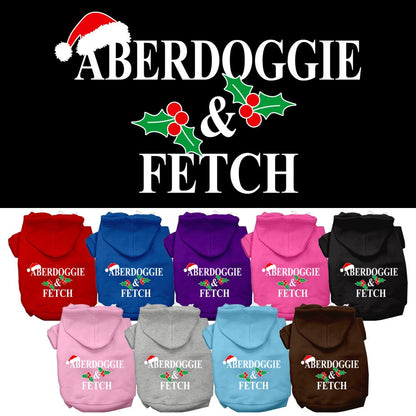 Christmas Pet Dog and Cat Hoodie Screen Printed, &quot;Aberdoggie & Fetch&quot;