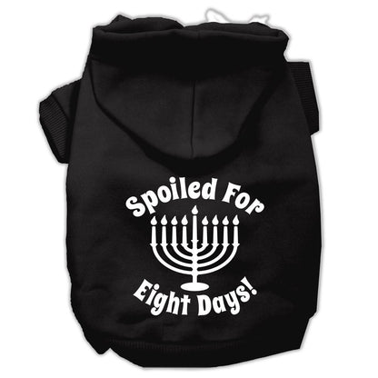 Hanukkah Pet Dog & Cat Hoodie Screen Printed, "Spoiled For Eight Days"