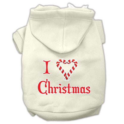 Christmas Pet Dog & Cat Hoodie Screen Printed, "I Heart Christmas"