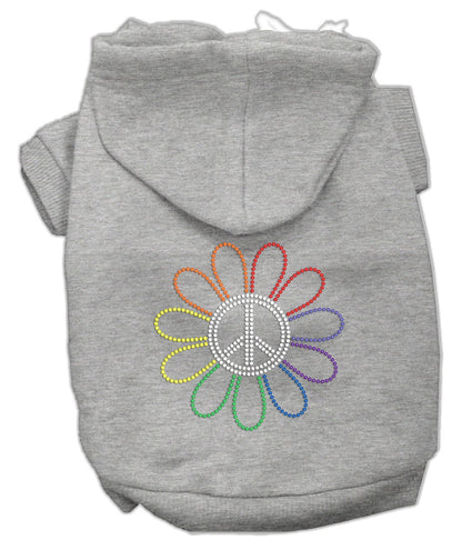 Pet, Dog & Cat Hoodie Rhinestone, "Rainbow Flower Peace Sign"