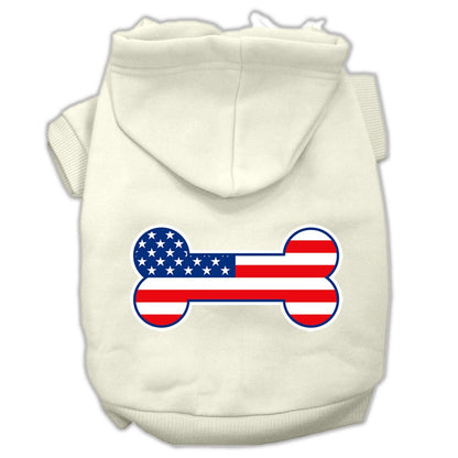 Pet Dog & Cat Hoodie Screen Printed, "Bone Shaped American Flag"