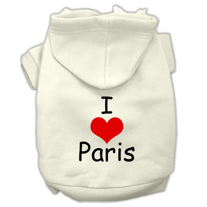 Pet, Dog & Cat Hoodie Screen Printed, "I Love Paris"