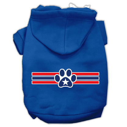 Pet Dog & Cat Hoodie Screen Printed, "Patriotic Star Paw"