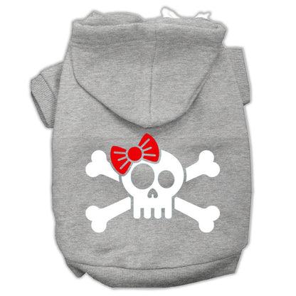 Pet Dog and Cat Hoodie Screen Printed, "Skull & Crossbone Bow"