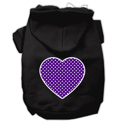 Pet Dog & Cat Hoodie Screen Printed, "Purple Swiss Dots Heart"