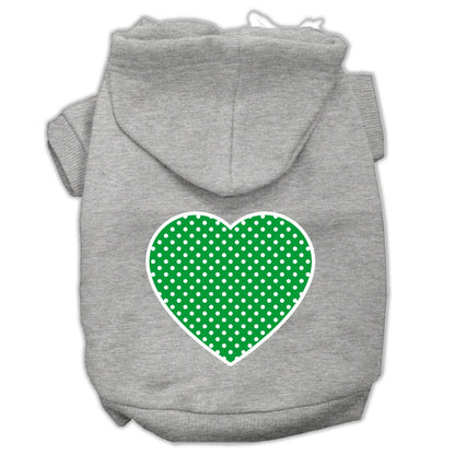 Pet Dog & Cat Hoodie Screen Printed, "Green Swiss Dots Heart"