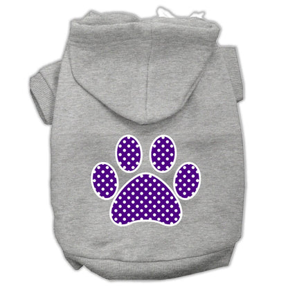 Pet, Dog & Cat Hoodie Screen Printed, "Purple Swiss Dots Paw"