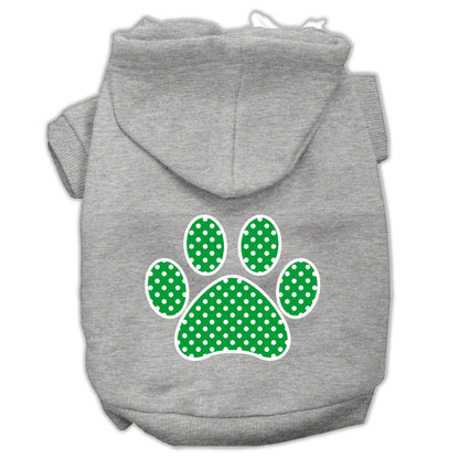 Pet Dog & Cat Hoodie Screen Printed, "Green Swiss Dots Paw"