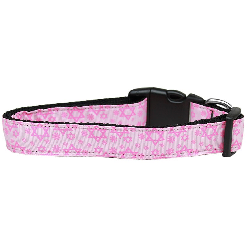Hanukkah Pet Dog & Cat Nylon Collar or Leash, "Pink Star Of David"