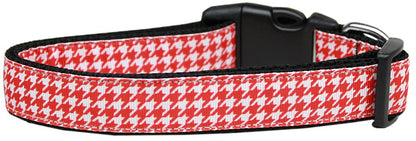 Pet Dog & Cat Nylon Collar or Leash, "Houndstooth Red"