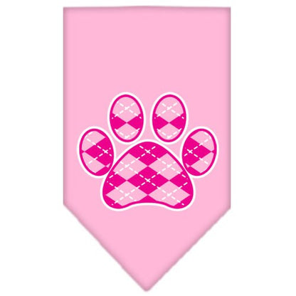 Pet and Dog Bandana Screen Printed, "Pink Argyle Paw"