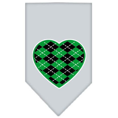 Pet and Dog Bandana Screen Printed, "Green Argyle Heart"