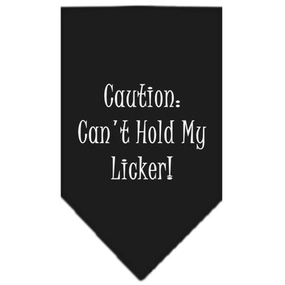 Pet and Dog Bandana Screen Printed, "Caution: Can't Hold My Licker"